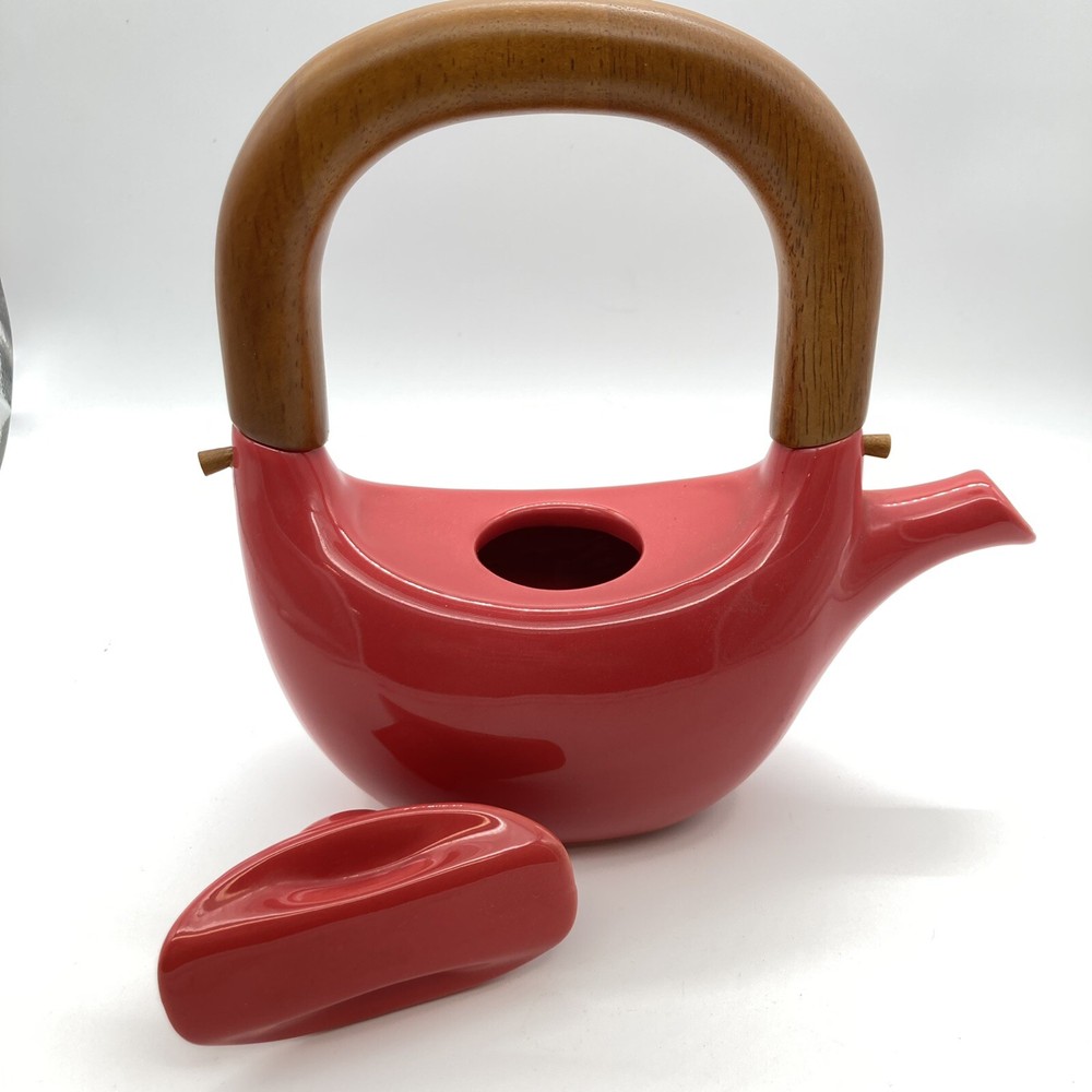 Teapot Red Envelope Red Chinese Ceramic Wood Handle 20 Oz Hanging Diffuser Peg