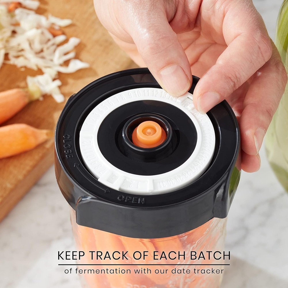 Fermentation Kit -3 durable jar lids,- 3 glass weights,-oxygen extraction pump