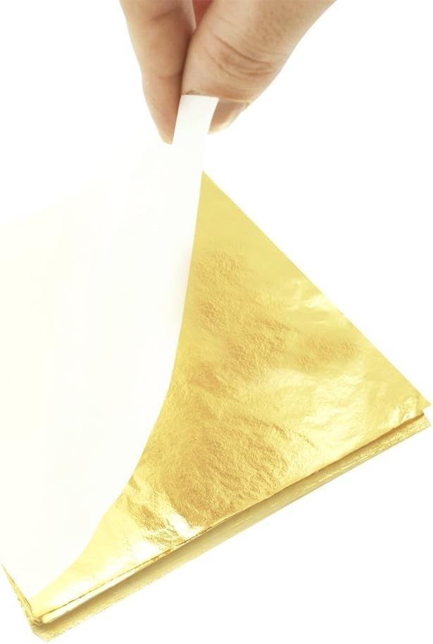 Versatile 100 Imitation Gold Leaf Sheets 5.5'' for Crafts and Interior Design