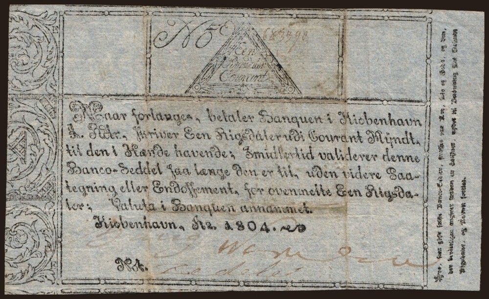 Denmark - 1804 - 1 Rigsdaler - "VG+" #CO8109
