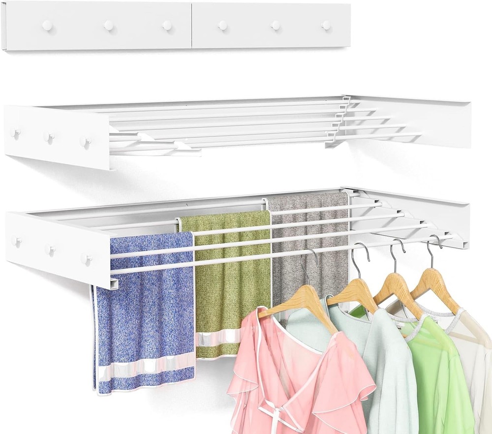 Wall Mounted Drying Rack for Laundry 31.5'', Folding Clothes Drying Rack