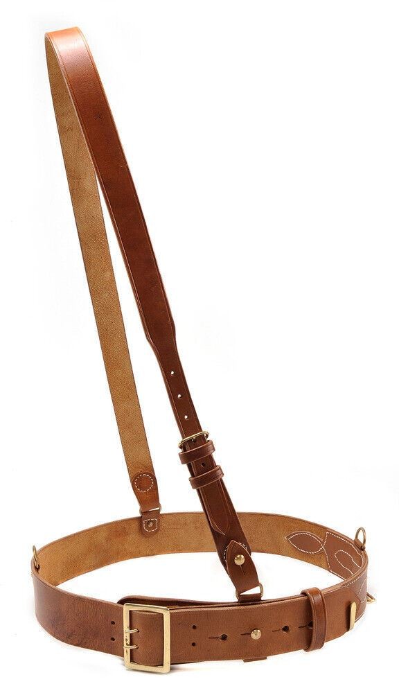 Sam Browne Belt with Shoulder Strap Brown Leather WW1 will fit 46" to 50"