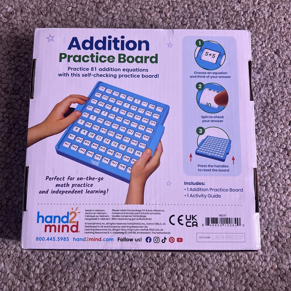 Self Checking Addition Math Facts Board For Kids 81 Problems Learning Toy