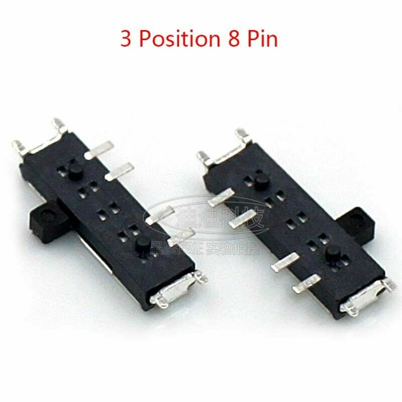 Micro Slide Switch 3 Position 8 Pin Mini SMD Switch PCB Panel Mount 1.5mm Handle