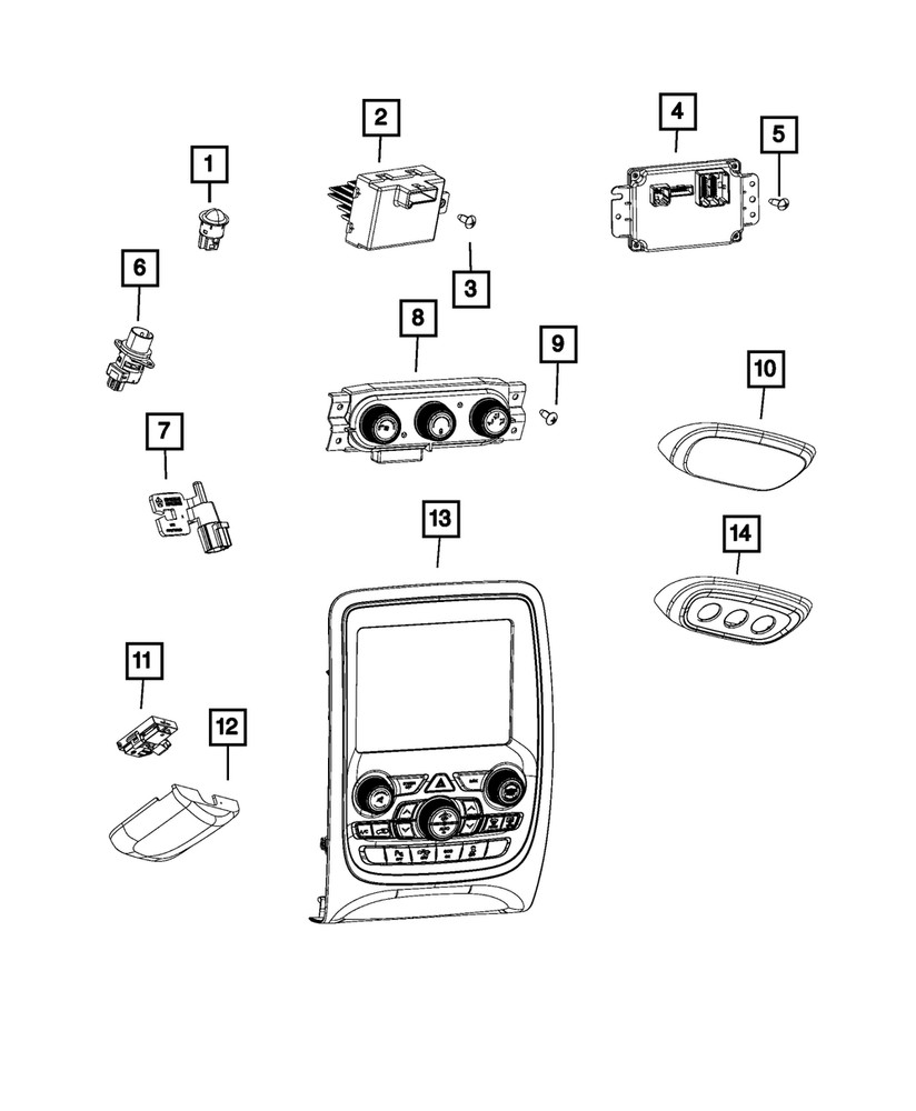 Genuine Mopar Vehicle Feature Controls Center Stack 68465681AC