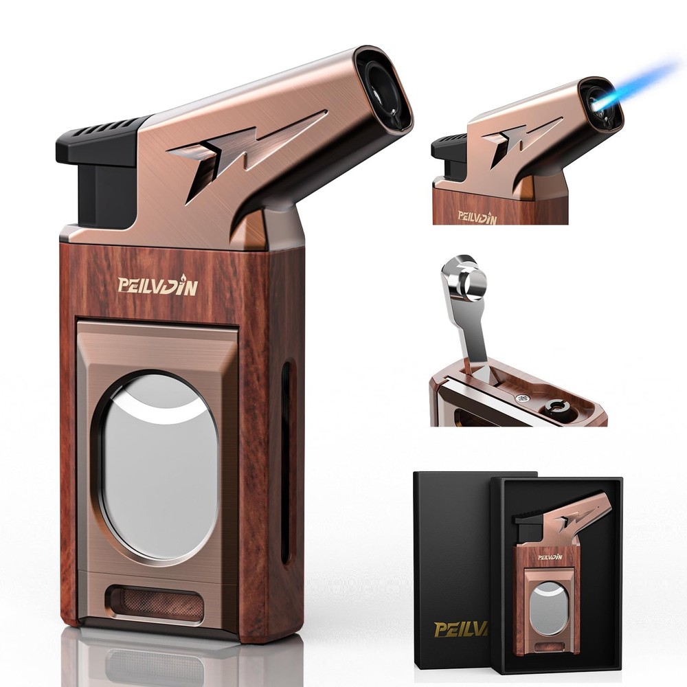 Torch Lighter with Built-in Straight Tool, Punch, Windproof Jet Flame Tool, B...