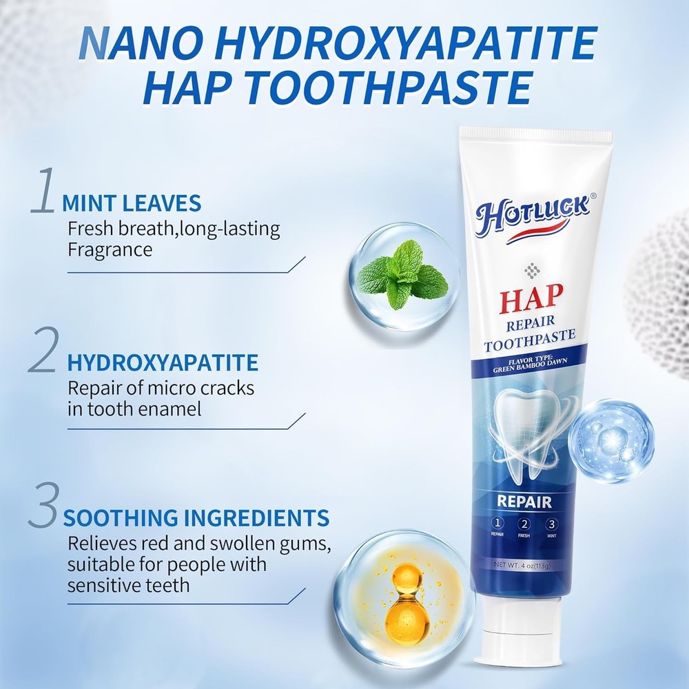Hotluck HAP Fluoride Free Toothpaste，Nano Hydroxyapatite Toothpaste，Enamel Re...