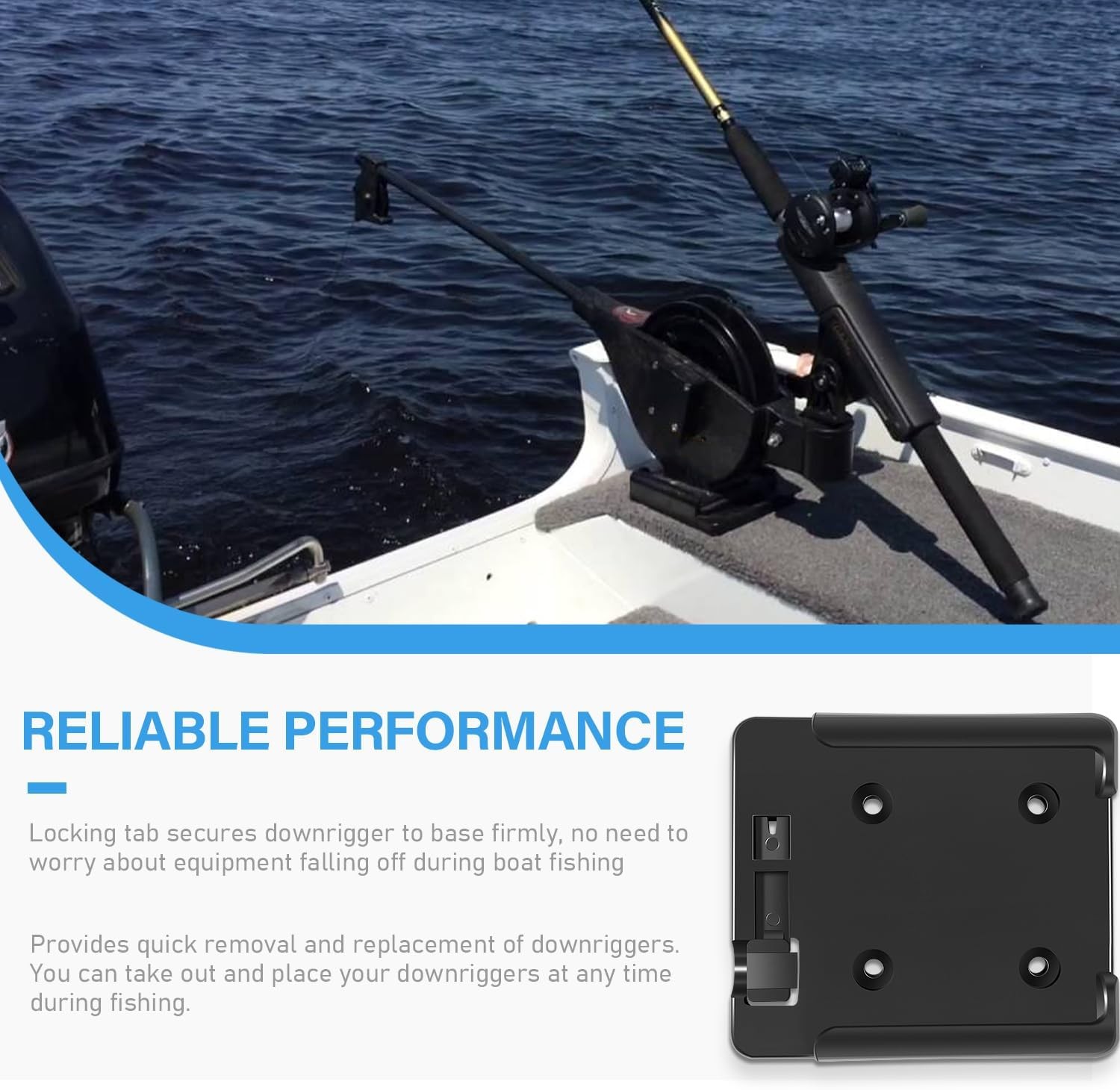 2207001 Tab Lock Mount Base for Cannon Downriggers Leagy Easi-Troll, Sport-Troll