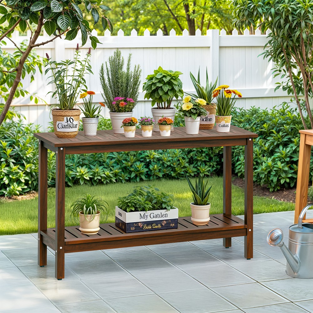 48" Console Table Storage Behind Couch Sofa Table w/ Shelves For Garden Coffee