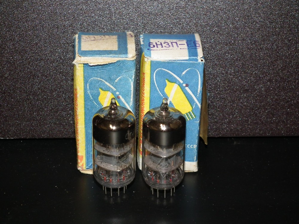 Platinum matched pair 6N3P-EV USSR Double Triode 1982