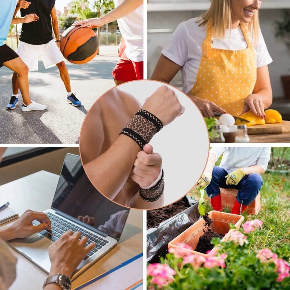 Copper Wrist Compression Brace (2Pcs), Elastic Support Sleeve Medium