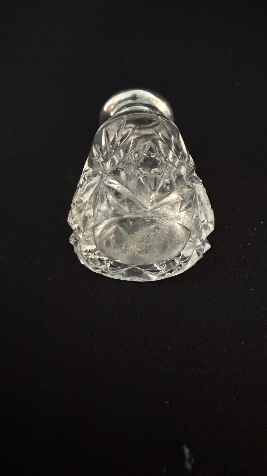 Antique American Brillant Cut Crystal Salt & Pepper Shakers Sterling Lids