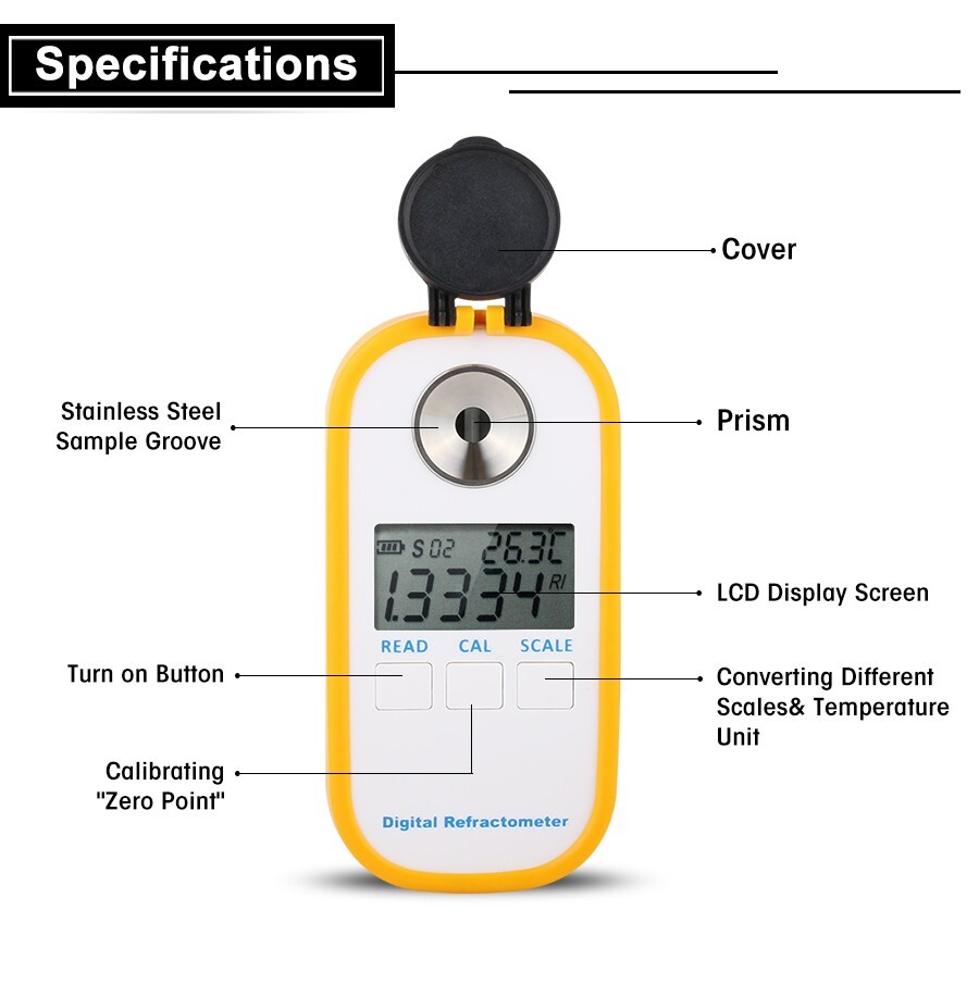 Digital Brix Meter Refractometer Honey Sugar Content Tester with Range 0 to 50%