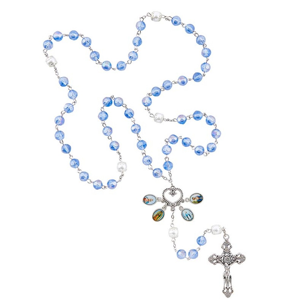 Visions of Mary Rosary - 22" Long (N1169) - W/ Gift Bag - 4 Visions of Mary