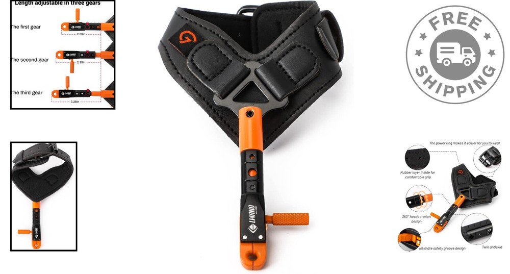 Leather Archery Release Aid with Adjustable Wrist Support & Hex Wrench
