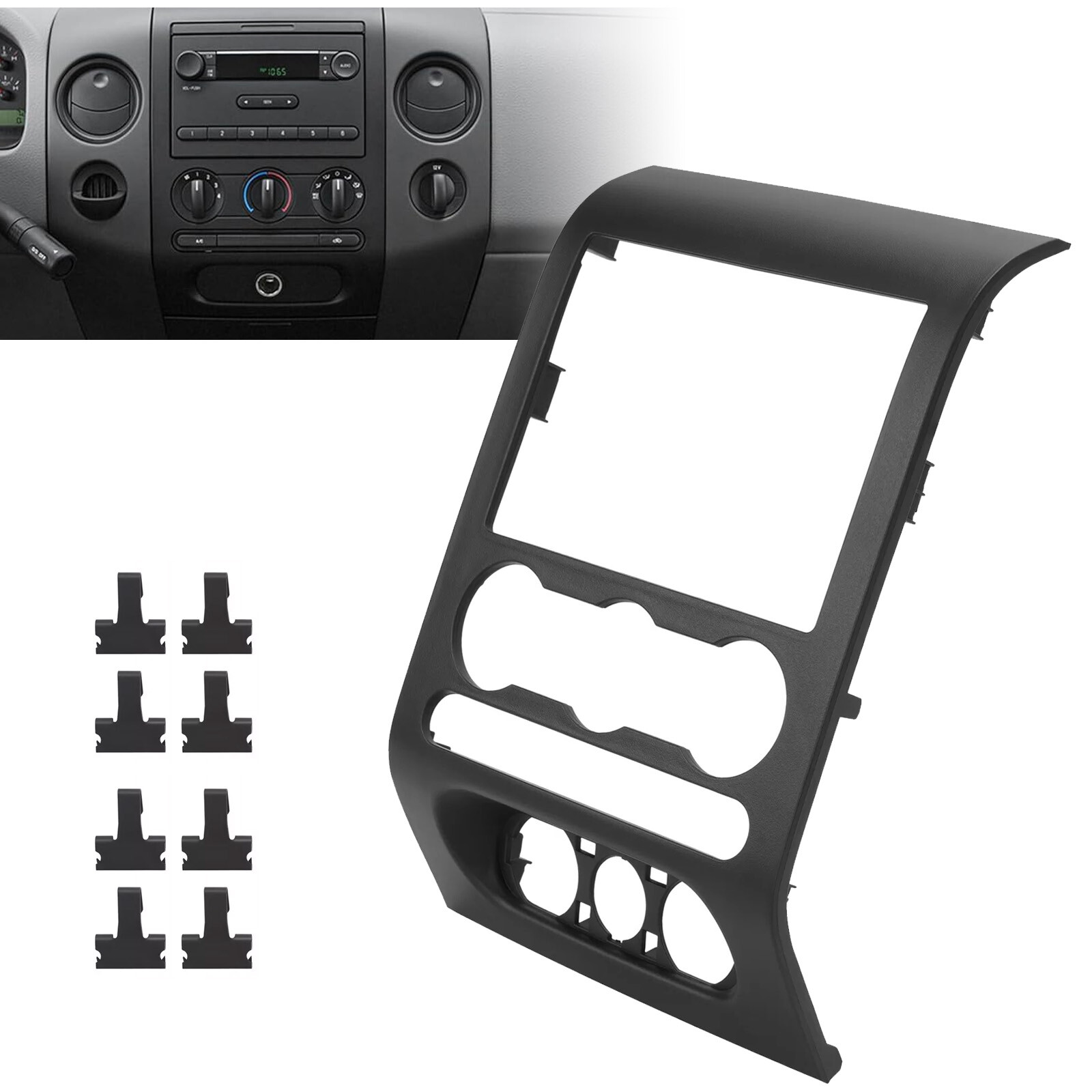 Fit For 2004-2008 Ford F-150 F150 Dash Board Radio Bezel Center Trim Panel Black
