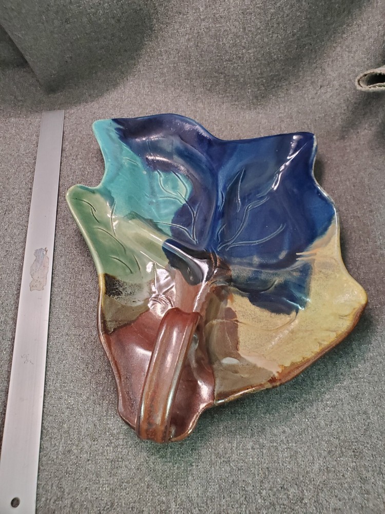Studio Pottery Leaf Dish Large Plate Hand Made Large Art Pottery
