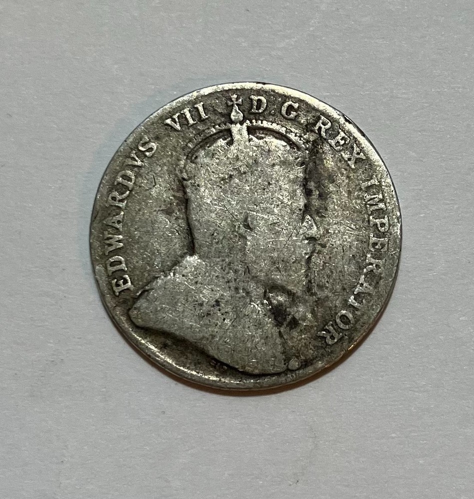 1909 Canada Silver 10 Cents - Victorian Leaves