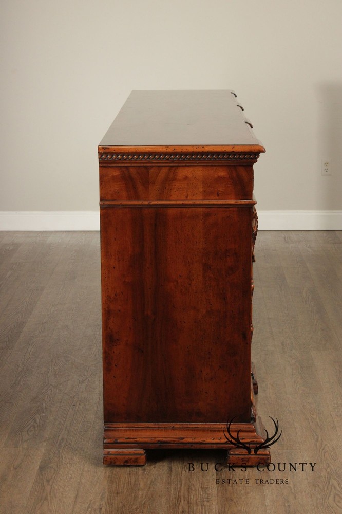 Francesco Molon XVI Century Style Large Walnut Carved Sideboard