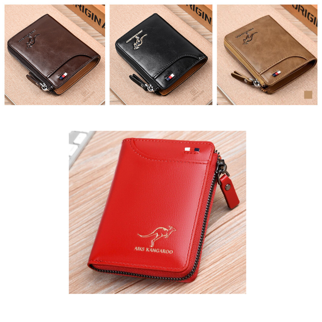Mens RFID Blocking Leather Wallet Credit Card ID Holder Zipper Purse Waterproof