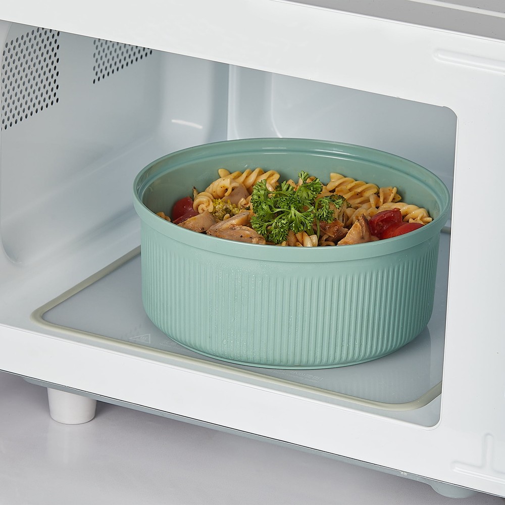 (2 pack) Food Storage Container, Round, Green, 47oz Capacity