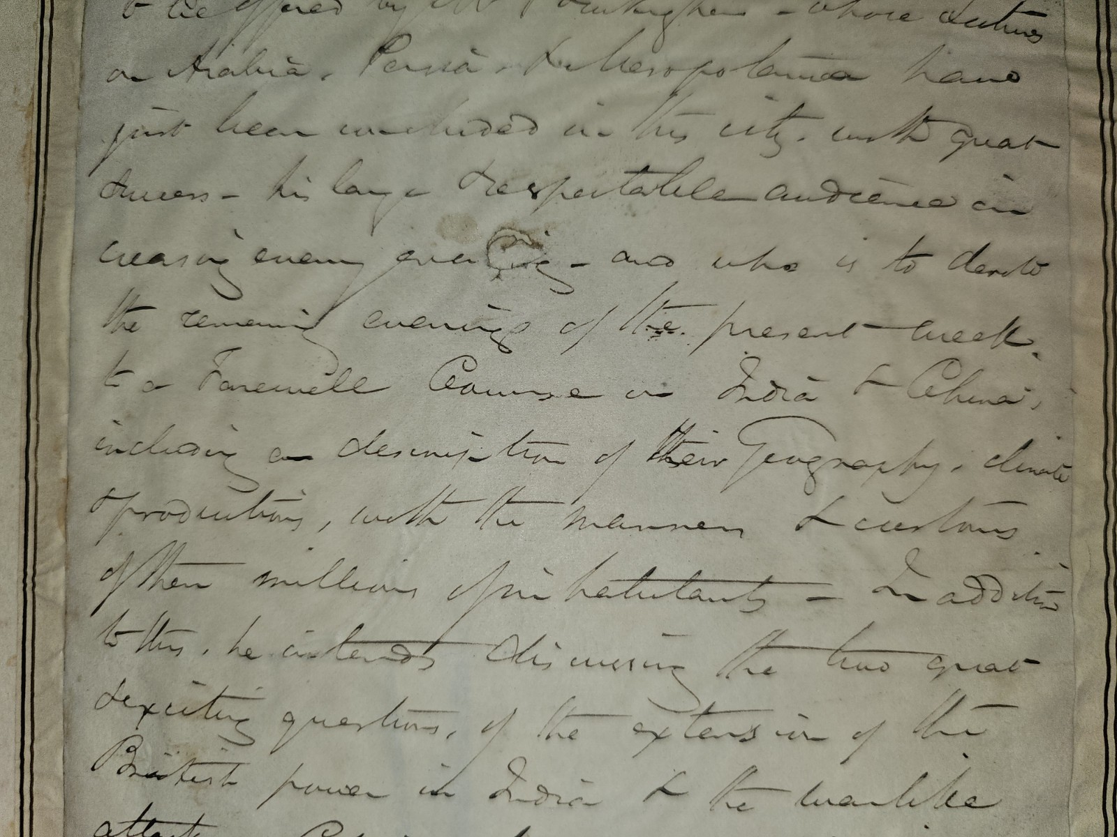 c.1830 J.S. Buckingham Autograph Manuscript Oriental Travel Lecture Notes