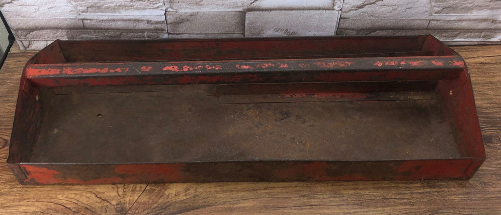 Vintage Red Rusty Toolbox Insert Tray 18.5" x 7.5"