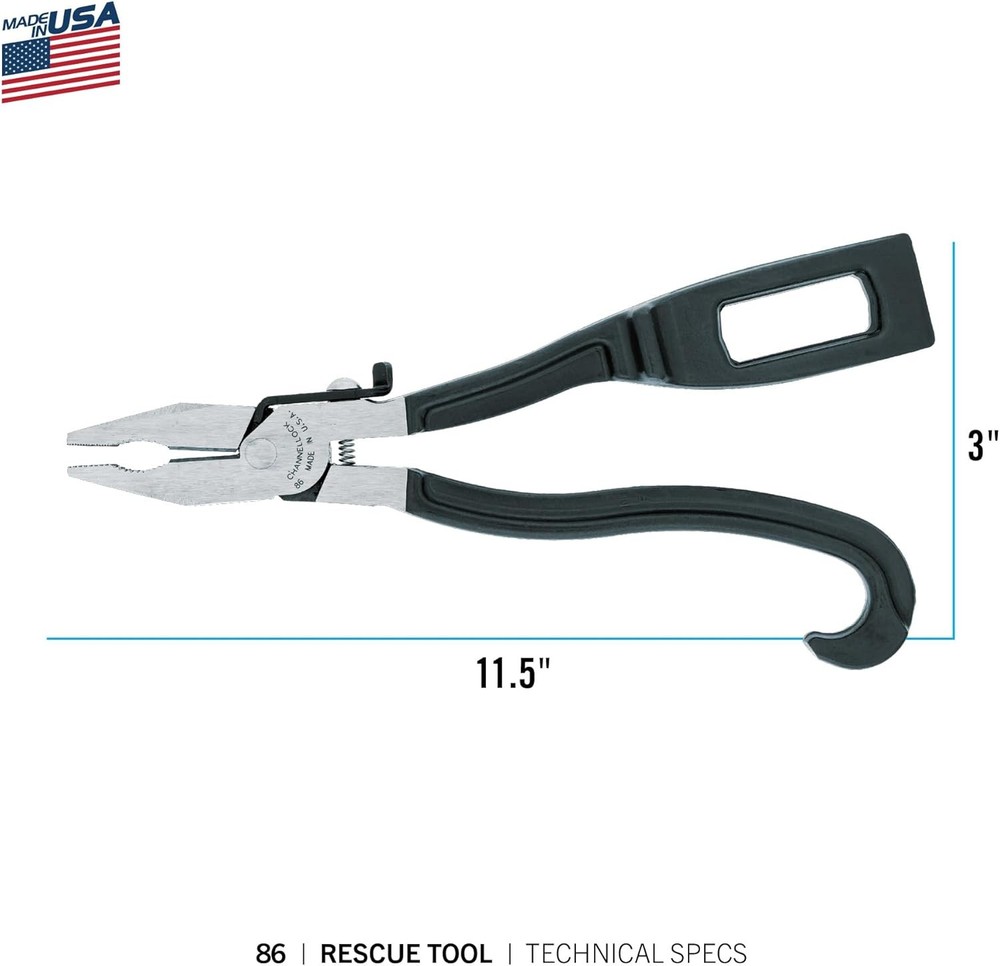 Channellock 86 Spring Loaded Compact Rescue Tool with Lock, 9"