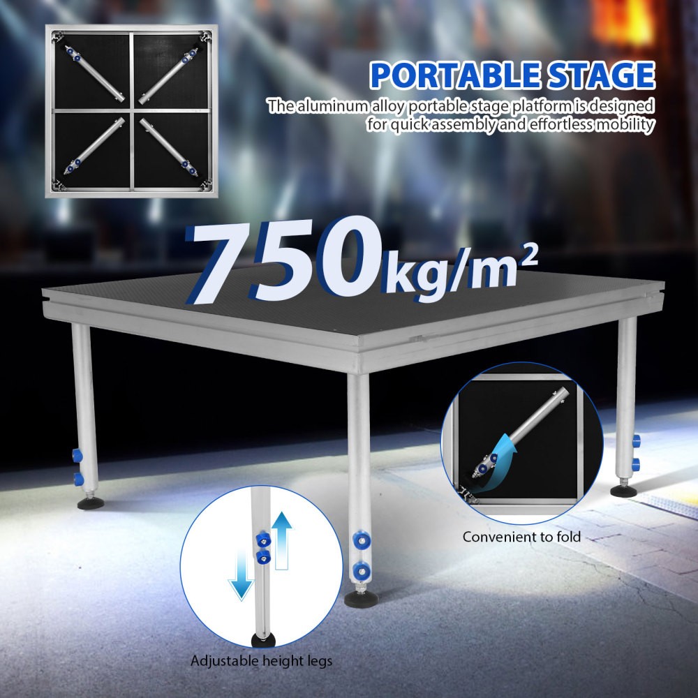 4' x 4' Portable Stage - Performance Floor Versatile Platform Adjustable Height