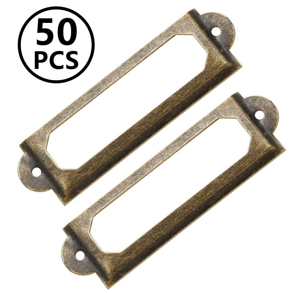 Metal Library Label Holders with Screws File Drawer Frames 50 Pack