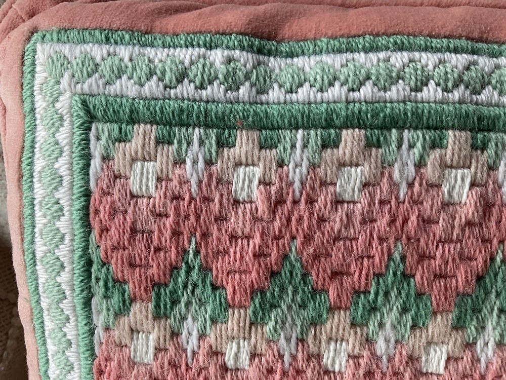 Vintage Bargello Needlepoint Pillow