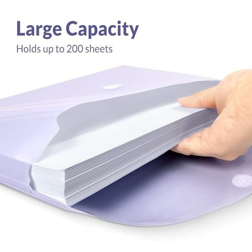 Pack Plastic Envelopes, Folders for Document for A4 Letter Size, Poly File 24