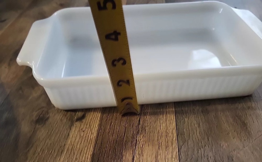 1 FIRE-KING 1.5 Quart Rectangular White Milk Glass 6" X 12" Baking Dish