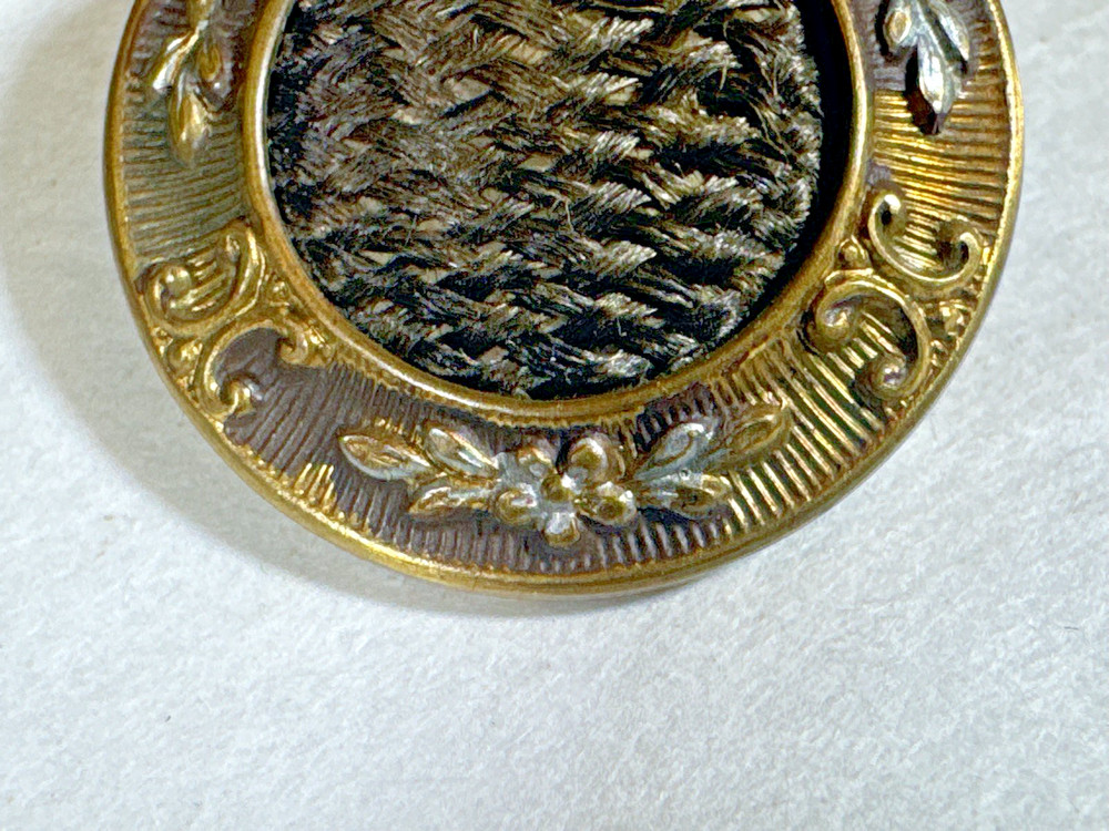 Antique Victorian Weaved Hair Mourning Button 1"