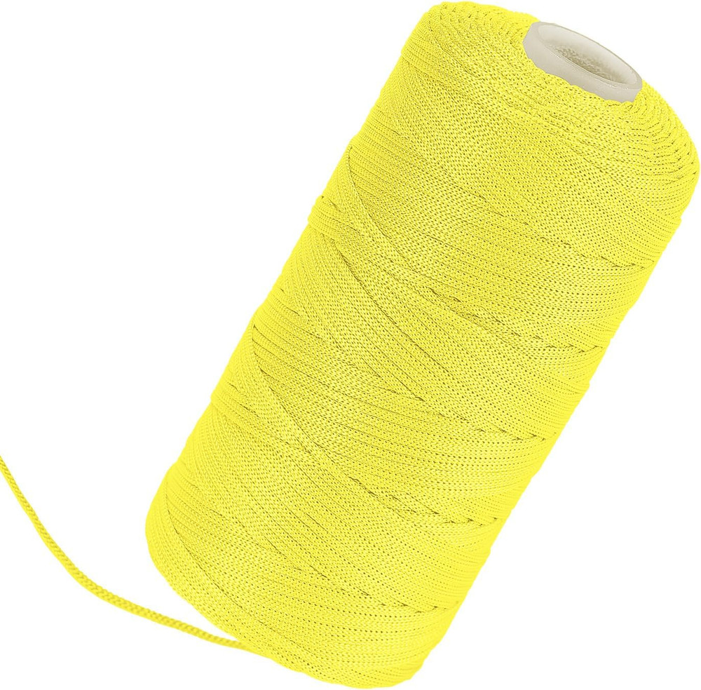 Yellow Mason Line 600 Ft #18 Braided Nylon Twine String for Masonry, Constructio