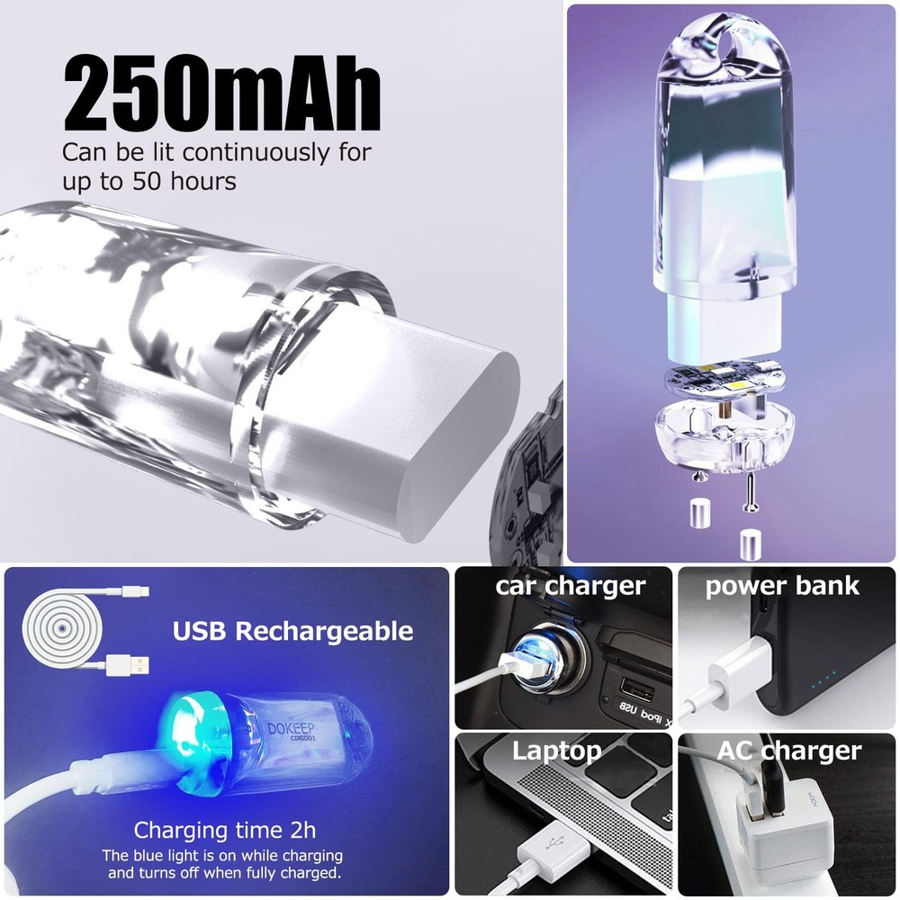 DOKeep USB Mini LED Lantern, 2 Pack Waterproof EDC White Luminous+Red