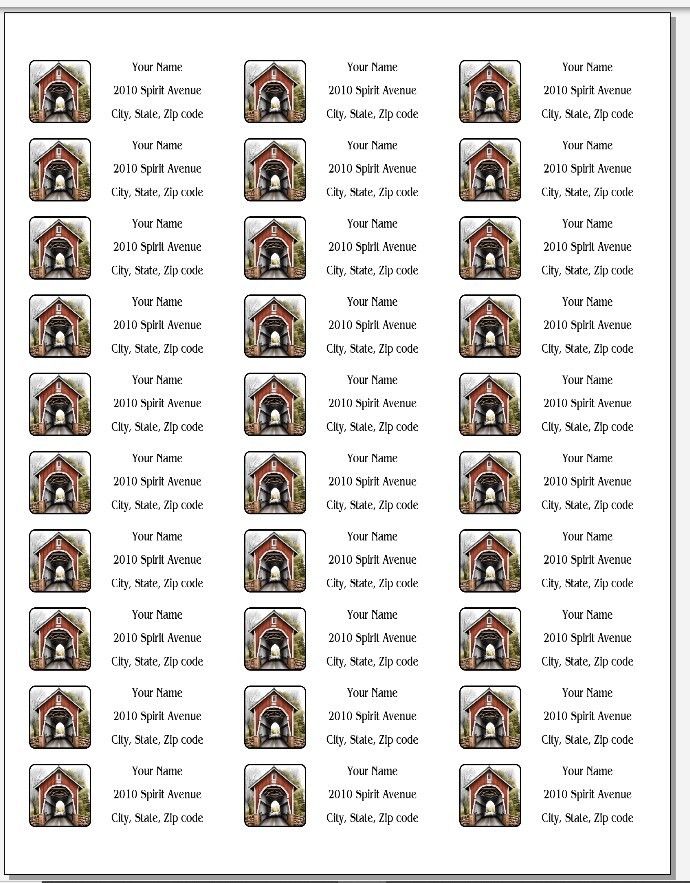 150 Covered Bridge Through Mailing Return Address Labels Personalized