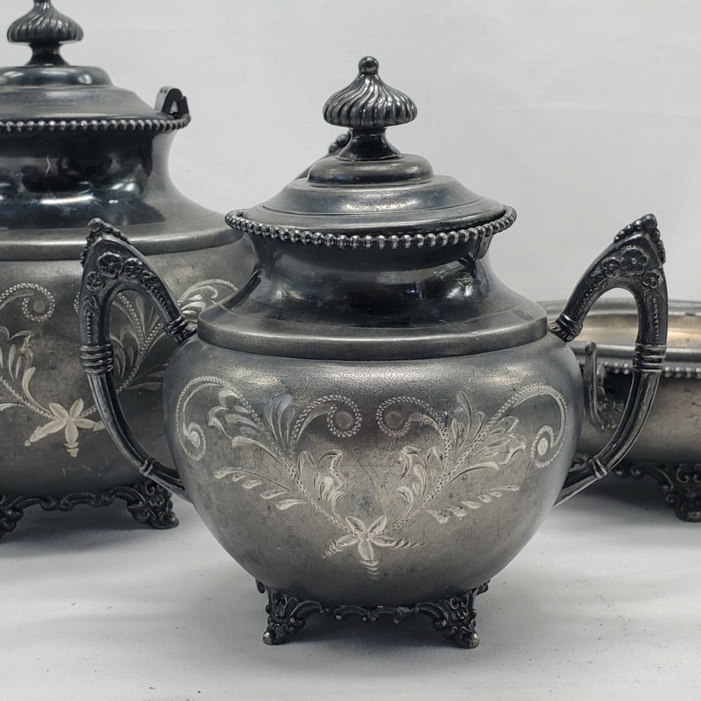 Antique Empire Mfg. Co. Quadruple Plated Teapot TEA SET