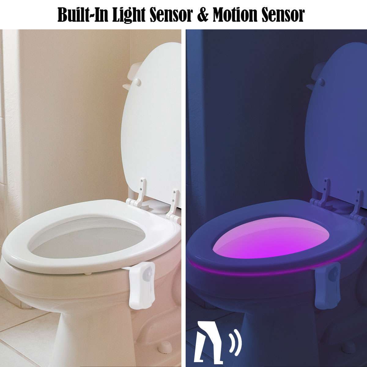 4Pcs Toilet Night Light 16 Color LED Motion Activated Sensor Bathroom Bowl Seat