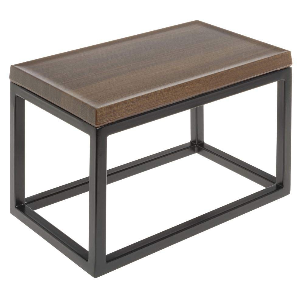HUBERT® Black Display Riser with Acacia Top - 7"H
