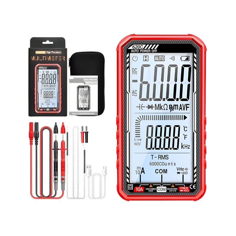 Digital Multimeter Auto NCV Detection USB Rechargeable LCD Display Transportable