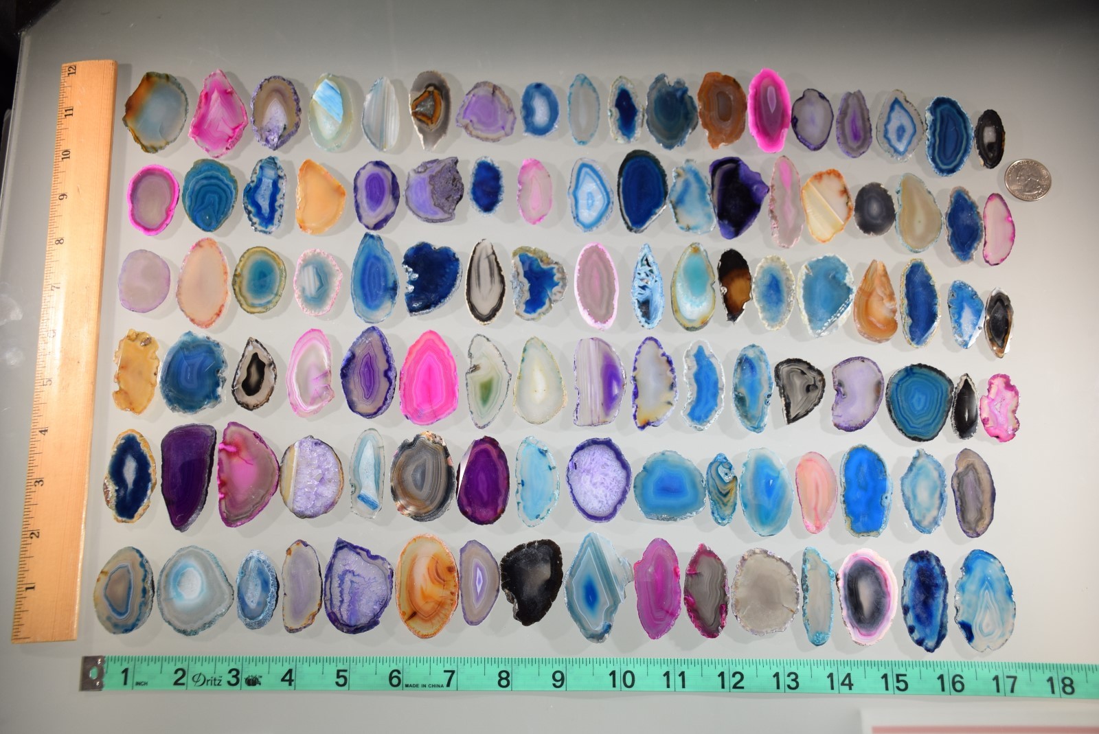 Agate Geode Slab Lot of 50 Quartz Polished Both Sides Agate Geode Slices Lot #4