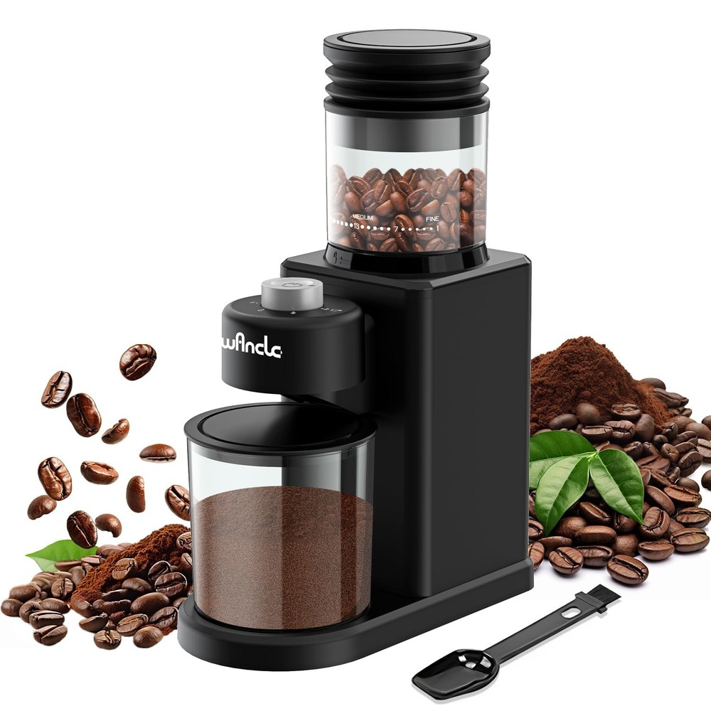 Conical Burr Coffee Grinder - 200W Compact Automatic Coffee Bean Grinder with...