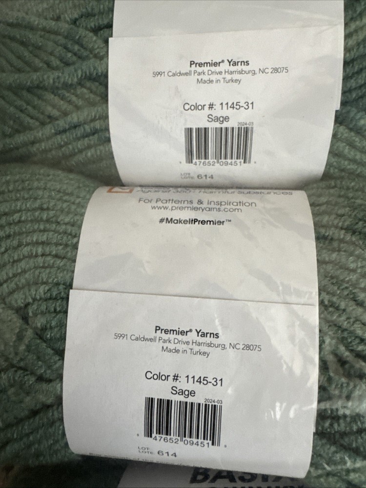 Premier Basix Chunky Yarn-Sage - 3 Pack