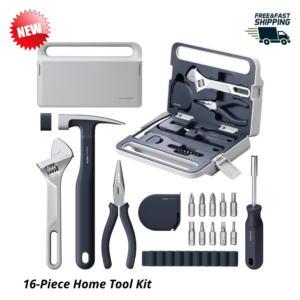 16-Piece Home Tool Kit Basic Hand Tool Set with Storage Box for DIY Repair