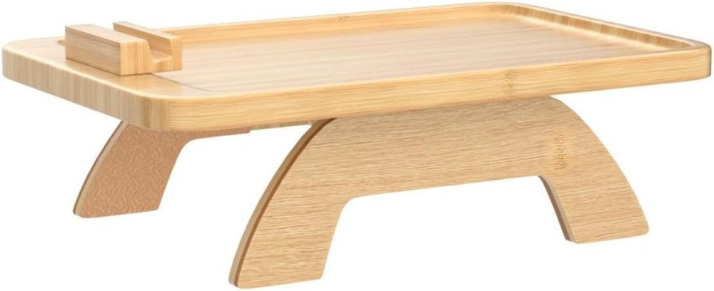 Space-Saving Bamboo Sofa Clip-On Tray with Non-Slip Design for Easier Living