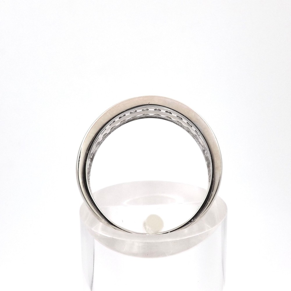 Solid 14k White Gold Double Row Natural Diamond Wedding Ring Channel Setting