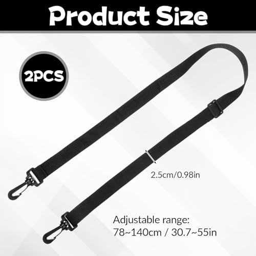 Larrel 2PCS Black Adjustable Straps with Clips, Replacement Shoulder Strap,