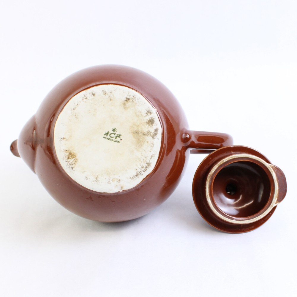 ACF Porcelain Brown Teapot With Lid Solid Color Ceramic Simple