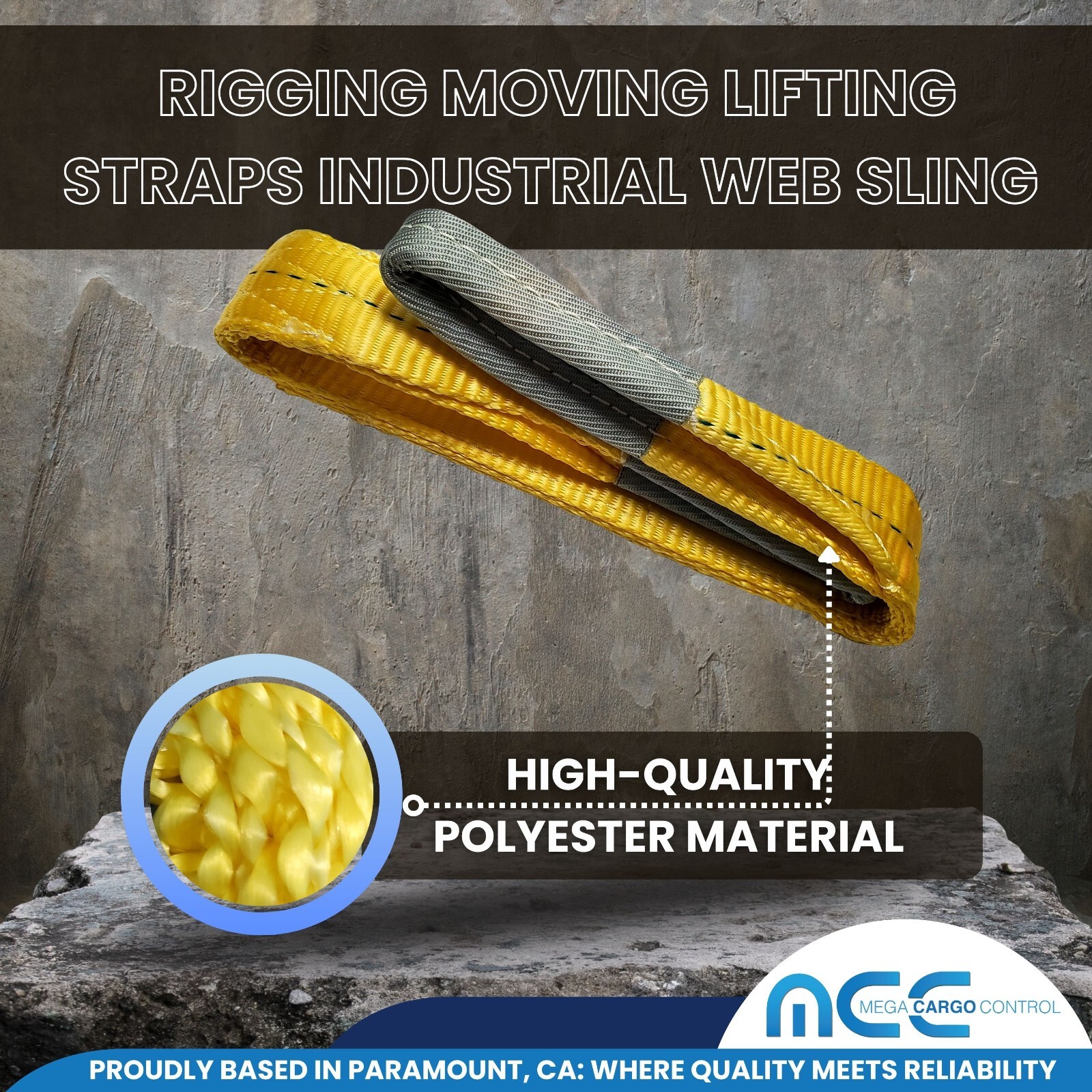 2" x 3 /6 / 9ft 2 Ply Polyester Flat Eye Lifting Sling Strap Web Sling 6200 lbs